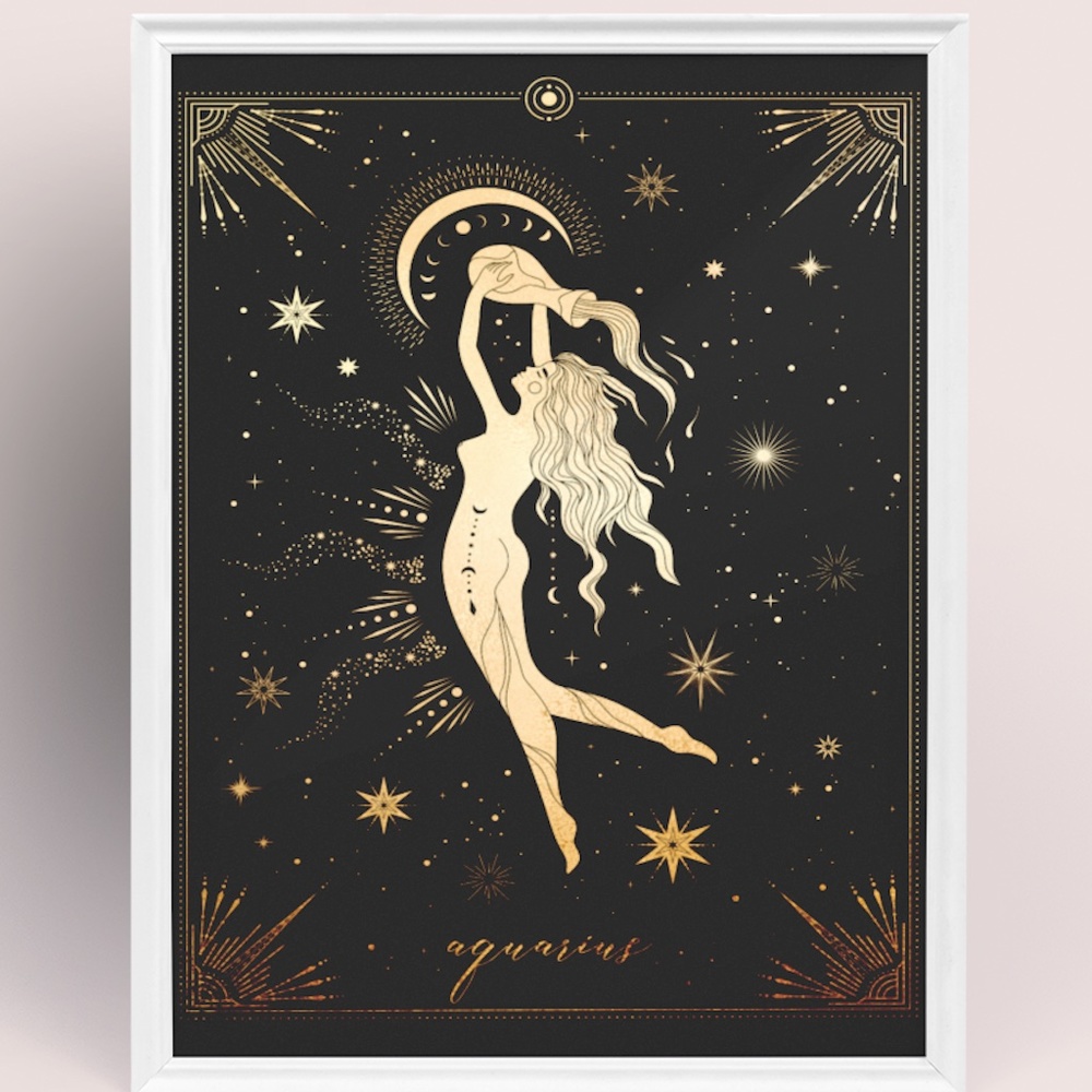 Aquarius Wall Art Celestial Zodiac Horoscope Illustration Print Poster Unframed - Picture 3 of 16